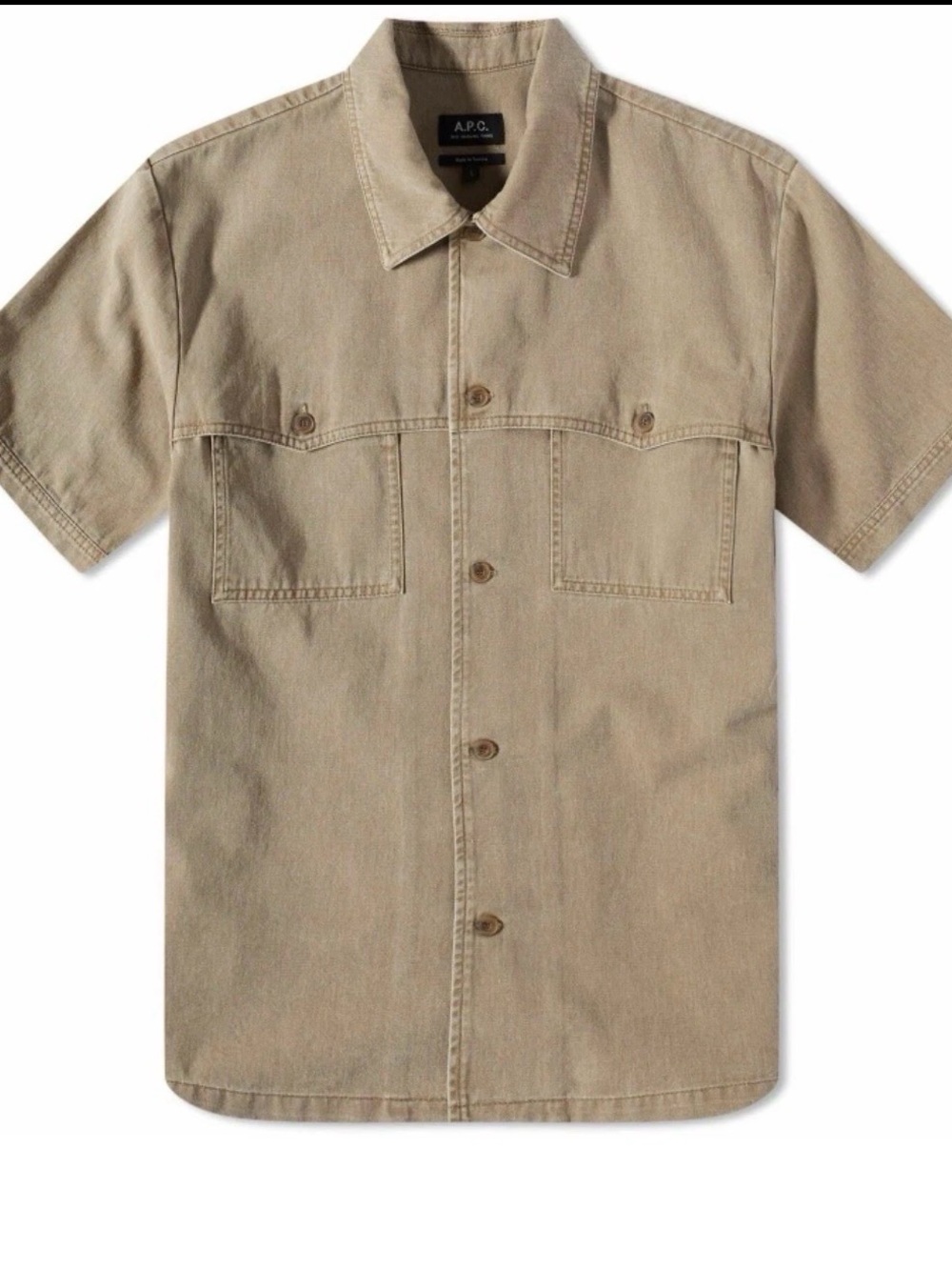 A.P.C. Washed Denim Shirt in Taupe